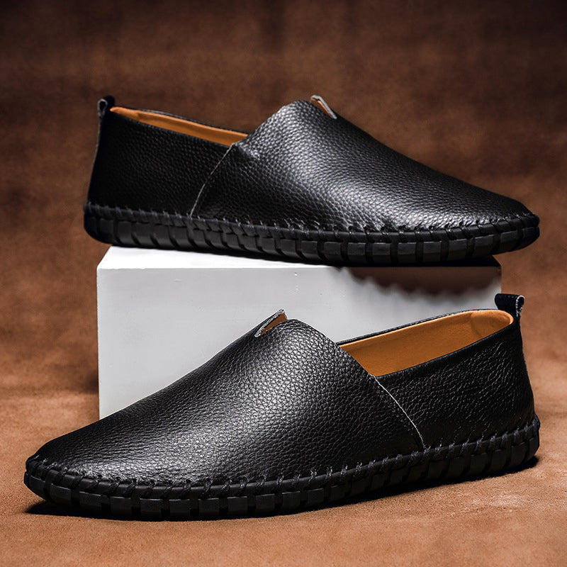 Herenleren schoenen, minimalistisch, comfortabel; klassieke kleuren blauw, bruin, zwart, wit; stijlvolle elegantie