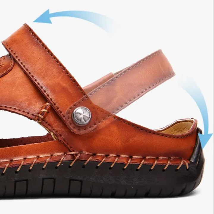 Heren orthopedische leren sandalen, comfortabel, bruin leer, antislip zool, ideaal voor zomerse vrijetijdsactiviteiten