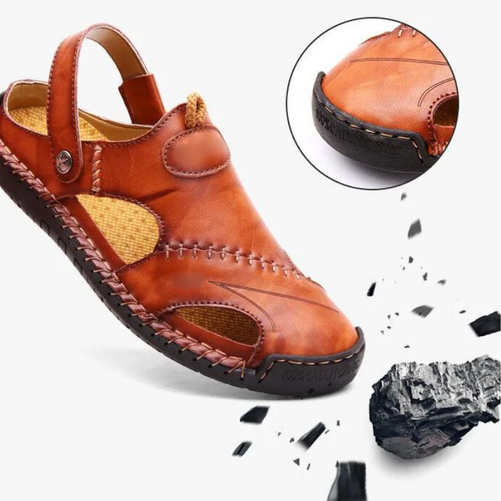 Heren orthopedische leren sandalen, comfortabel, bruin leer, antislip zool, ideaal voor zomerse vrijetijdsactiviteiten