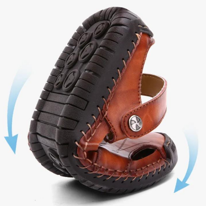 Heren orthopedische leren sandalen, comfortabel, bruin leer, antislip zool, ideaal voor zomerse vrijetijdsactiviteiten
