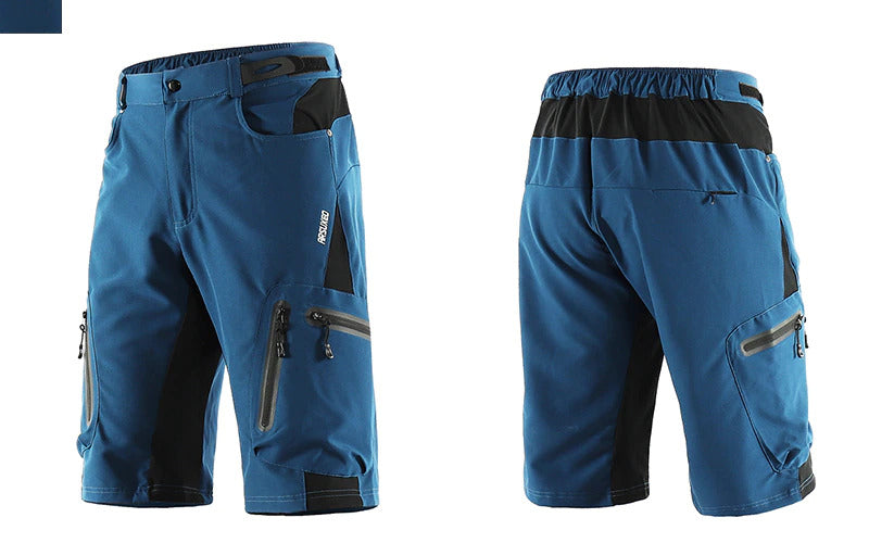 Heren outdoor fietsbroek, ademend, elastische tailleband, ritszakken, ideaal voor fietsen en buitenavonturen.