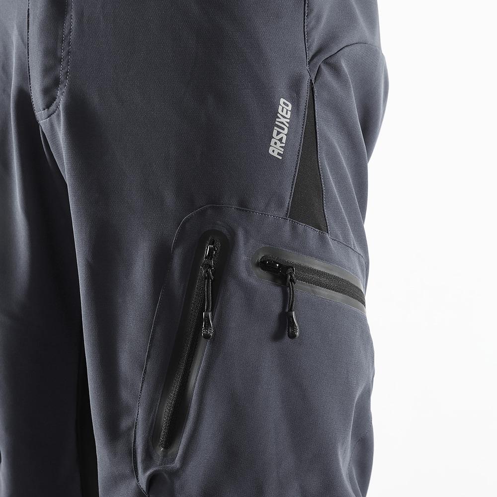 Heren outdoor fietsbroek, ademend, elastische tailleband, ritszakken, ideaal voor fietsen en buitenavonturen.