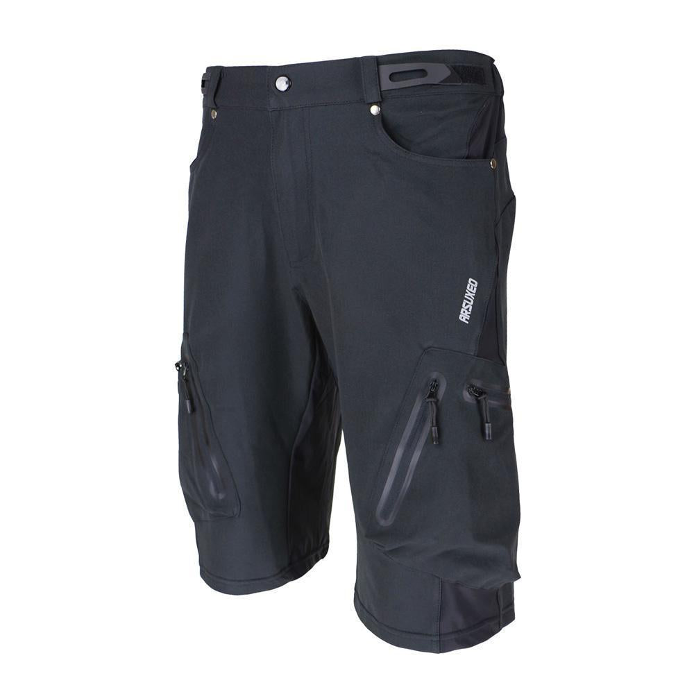 Heren outdoor fietsbroek, ademend, elastische tailleband, ritszakken, ideaal voor fietsen en buitenavonturen.