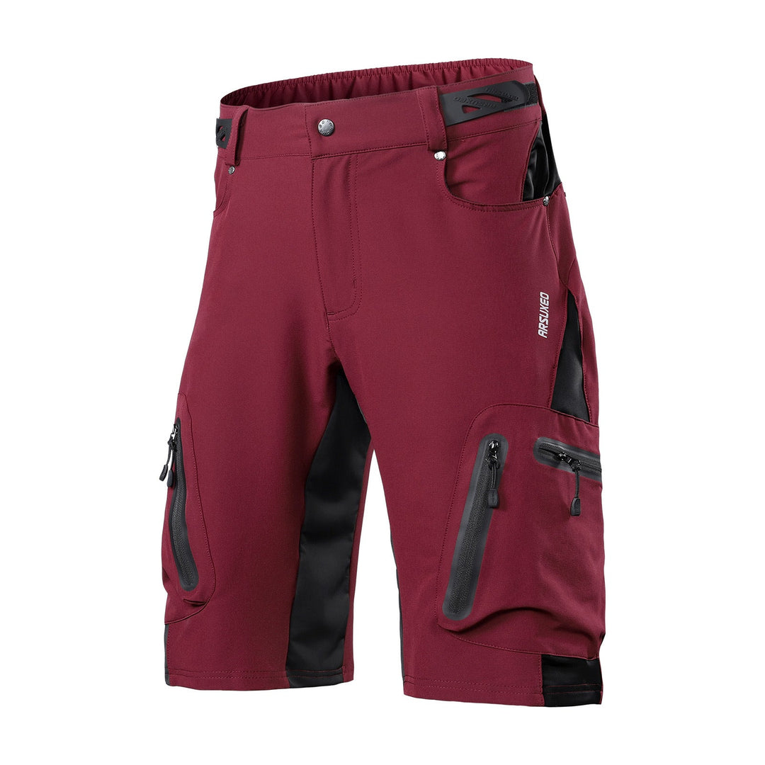 Heren outdoor fietsbroek, ademend, elastische tailleband, ritszakken, ideaal voor fietsen en buitenavonturen.
