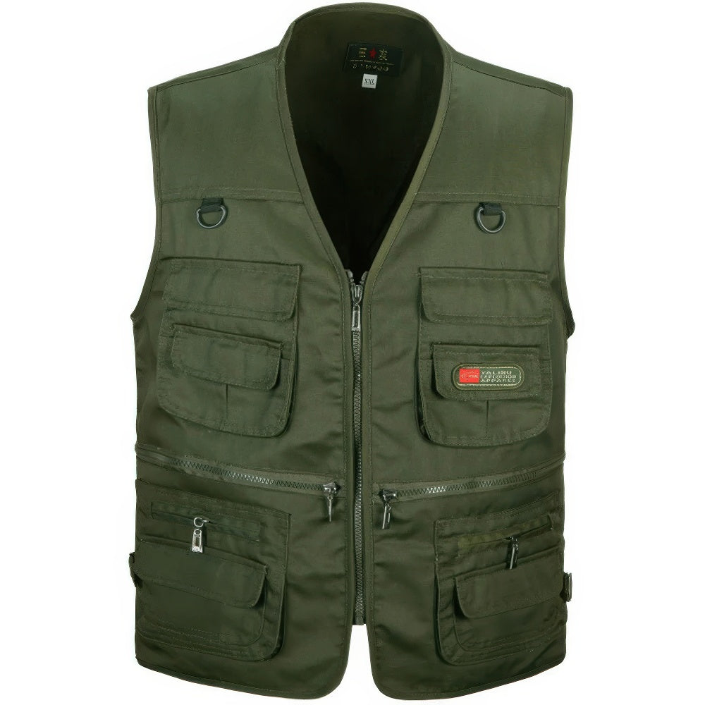 Heren Outdoor Wandelvest, licht, ademend, weerbestendig, met zakken, ideaal voor wandelen en kamperen.