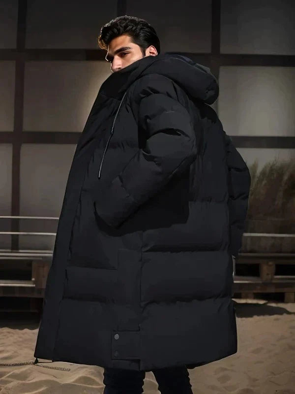 Heren Parka in grijze kleurvariant, volledige look.