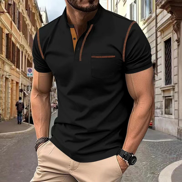 Heren poloshirt in elegant design, tijdloze snit, blauw, korte mouwen, perfect voor vrije tijd en speciale gelegenheden