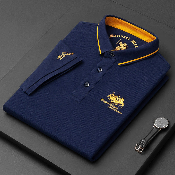 Heren poloshirt met korte mouwen en knopen, veelzijdig en elegant, in blauw, ideaal voor vrije tijd en semi-formele gelegenheden.