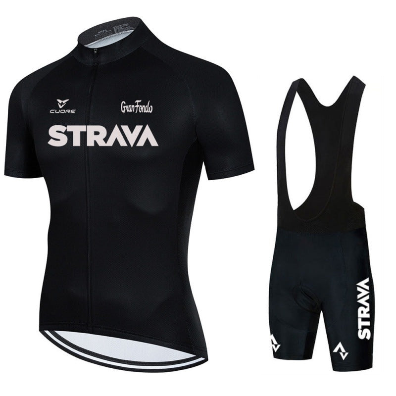 Heren fietskleding set, Kobe fietsjersey en bib-shorts, zwart-wit, aerodynamisch en ademend, ontworpen voor prestaties en comfort.