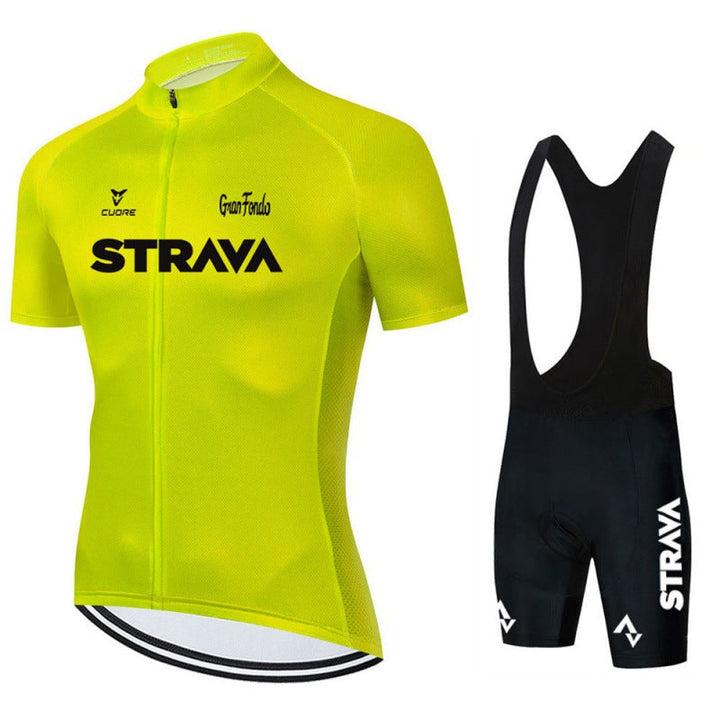 Heren fietskleding set, Kobe fietsjersey en bib-shorts, zwart-wit, aerodynamisch en ademend, ontworpen voor prestaties en comfort.