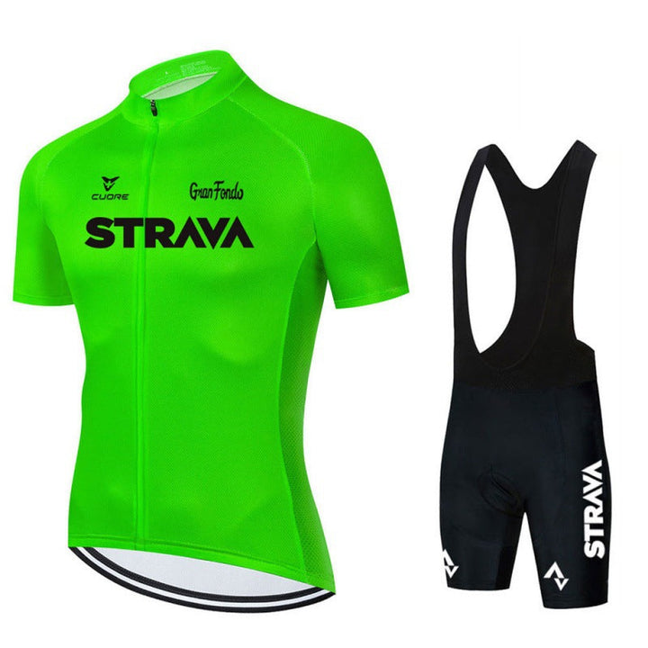 Heren fietskleding set, Kobe fietsjersey en bib-shorts, zwart-wit, aerodynamisch en ademend, ontworpen voor prestaties en comfort.