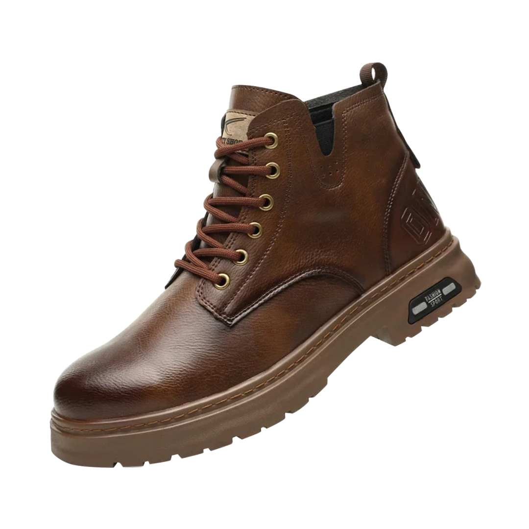 Heren veterschoenen van echt leer met rits, tijdloos design, robuuste structuur, elegant donkerbruin