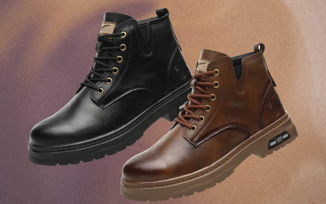 Heren veterschoenen van echt leer met rits, tijdloos design, robuuste structuur, elegant donkerbruin