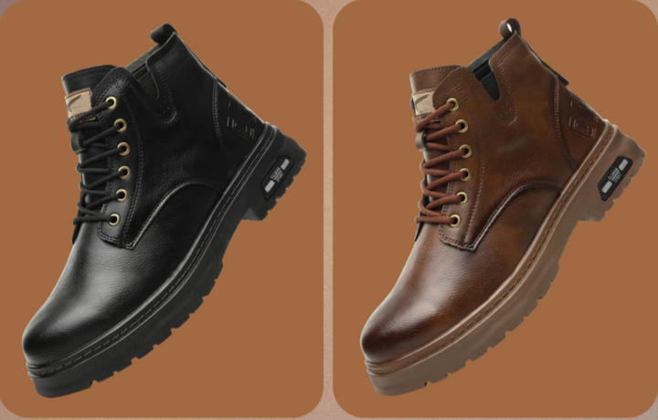 Heren veterschoenen van echt leer met rits, tijdloos design, robuuste structuur, elegant donkerbruin