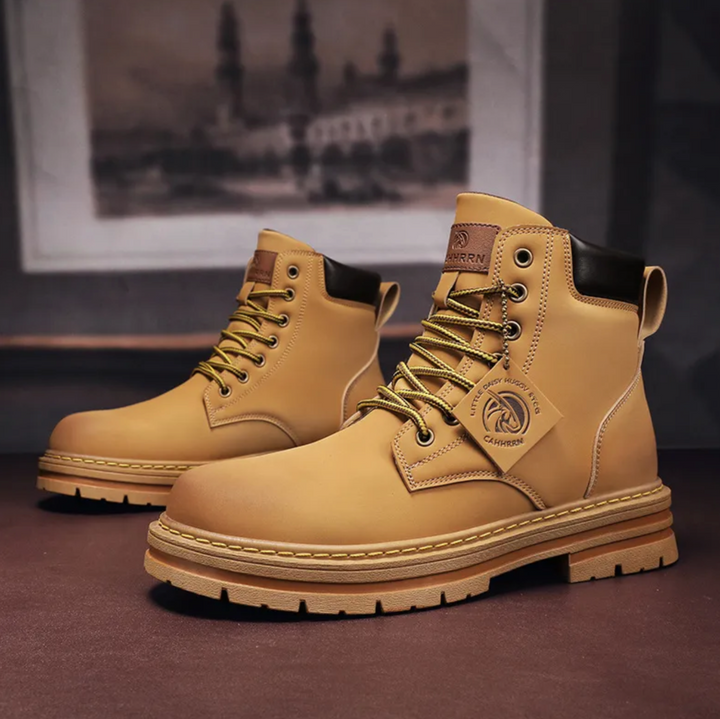 Heren veterschoenen, leren schoenen, casual werkschoenen, comfortabele veterlaarzen, stijlvolle herenlaarzen, robuuste constructie, veelzijdig design, duurzaam schoeisel