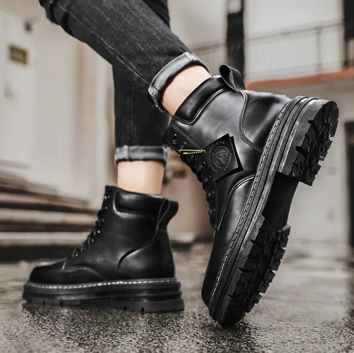 Heren waterdichte veterschoenen, antislip, van hoogwaardig leer, stijlvol en stevig, met comfortzool voor veilige grip