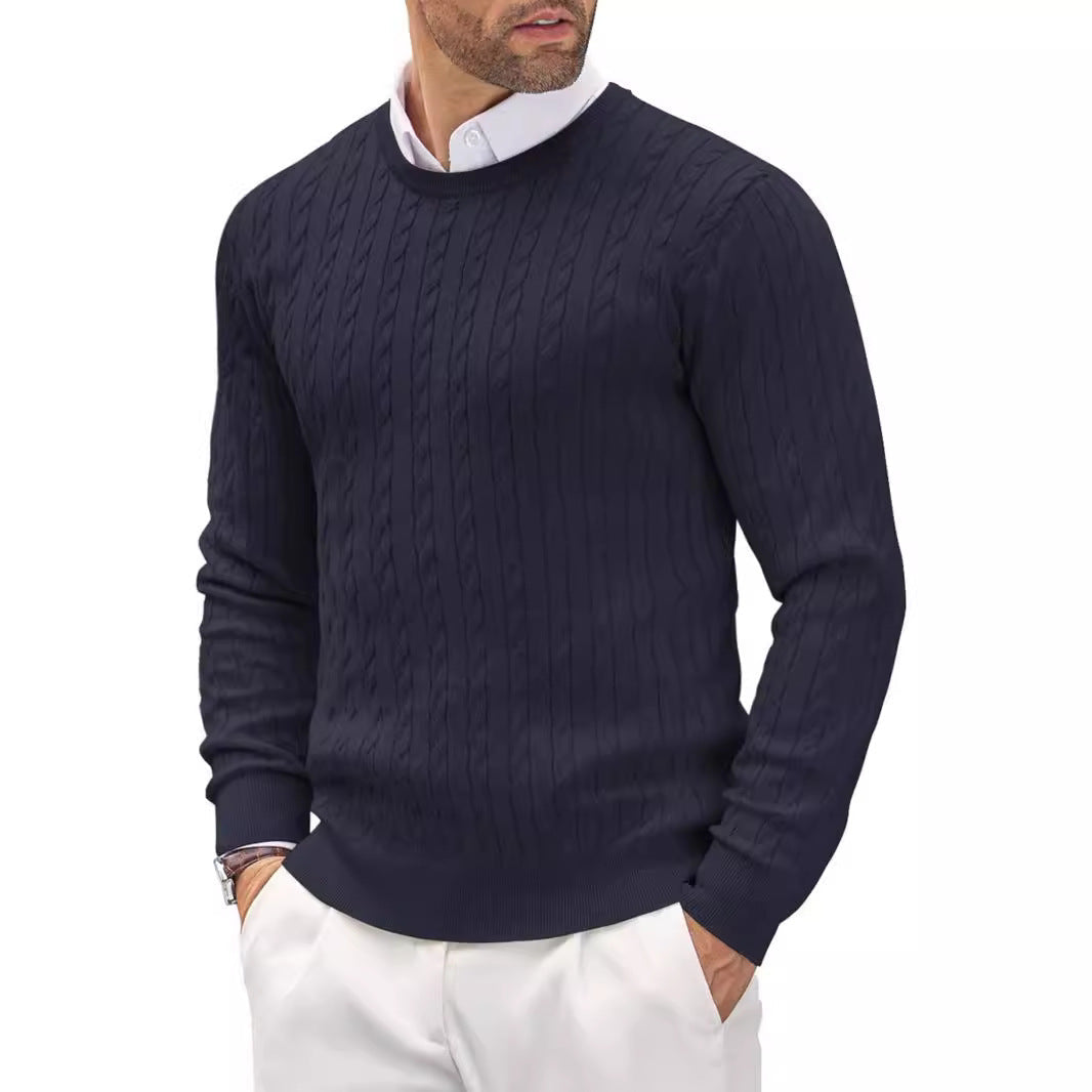 "Herren Slim Fit Pullover, Feinstrick, modern, bequem, elegante Passform, Rundhalsausschnitt, atmungsaktive Baumwolle."