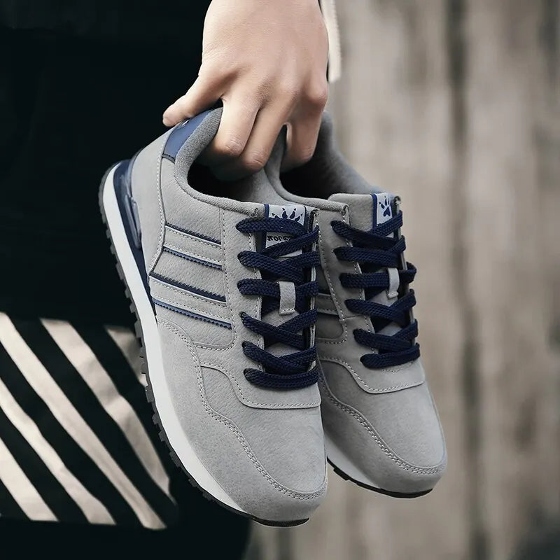 Heren sneakers met ademend ontwerp, vetersluiting en modieus patroon, ideaal voor lente en herfst.
