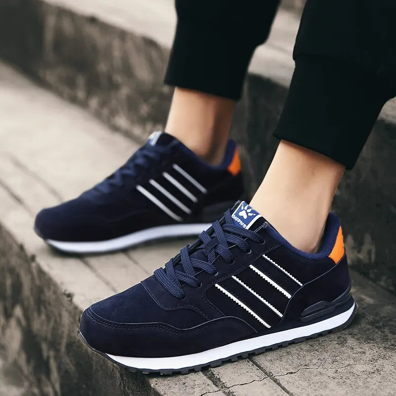 Heren sneakers met ademend ontwerp, vetersluiting en modieus patroon, ideaal voor lente en herfst.