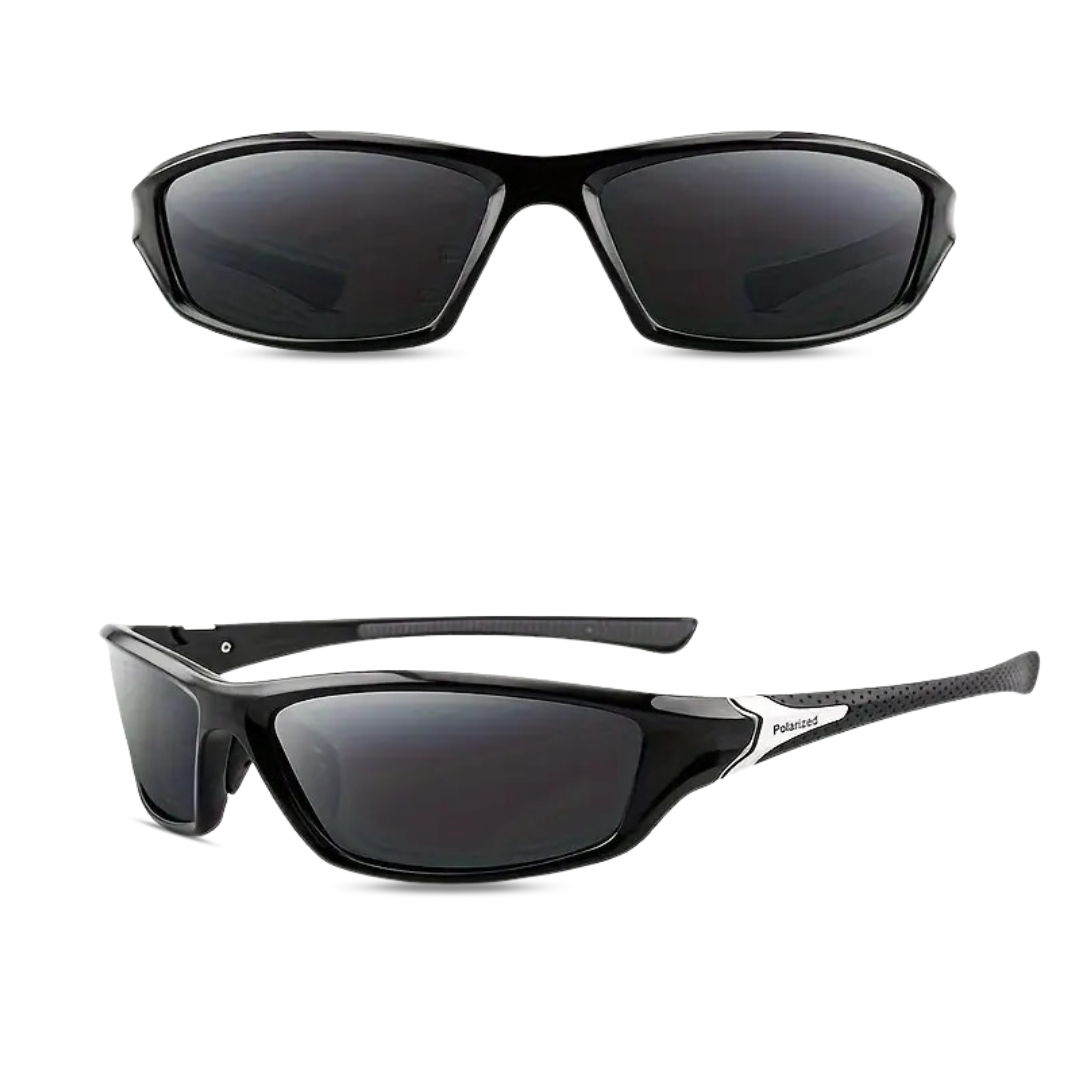 Heren sportbril met gepolariseerde glazen, blauw, stijlvol design, lichtgewicht montuur, ideaal voor buitenactiviteiten.