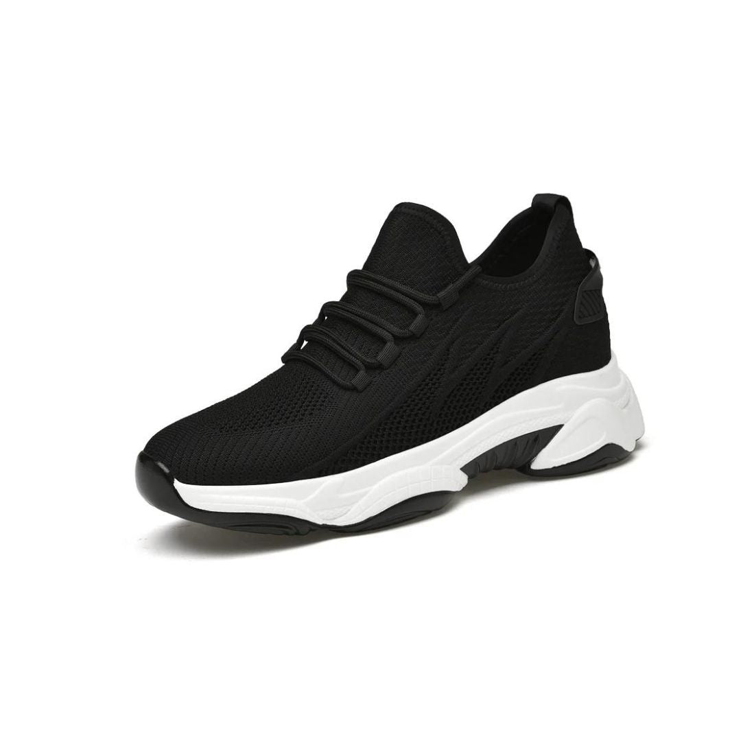 Heren sportschoenen, ademend en lichtgewicht, met verhoogde hak, moderne look, voor sport en vrije tijd, grijze variant.