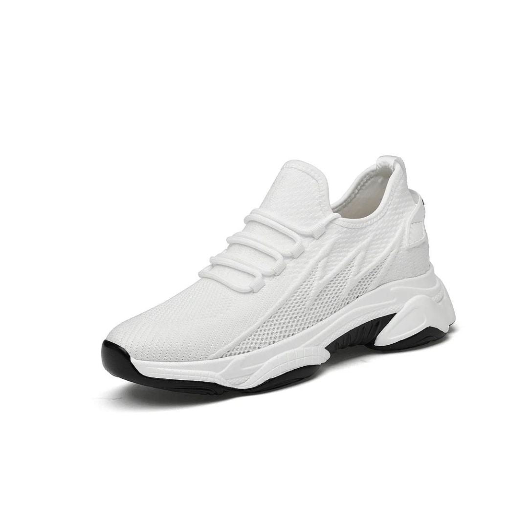 Heren sportschoenen, ademend en lichtgewicht, met verhoogde hak, moderne look, voor sport en vrije tijd, grijze variant.