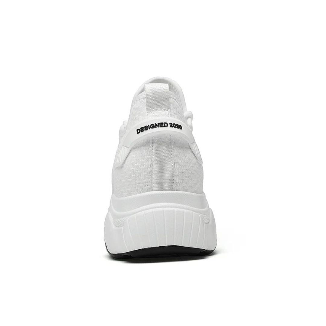 Heren sportschoenen, ademend en lichtgewicht, met verhoogde hak, moderne look, voor sport en vrije tijd, grijze variant.