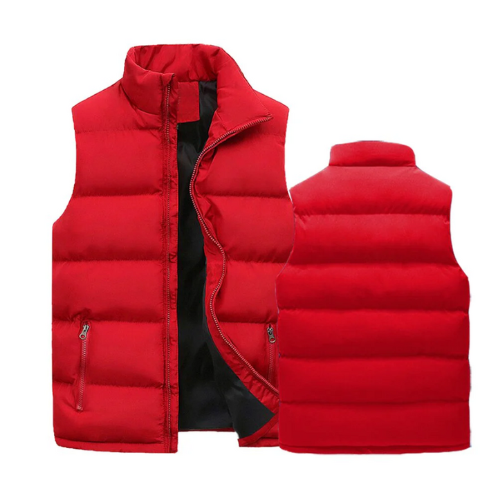 Heren Gewatteerd Vest in Donkerblauw, licht en veelzijdig, vooraanzicht toont elegant ontwerp voor comfort en stijl.