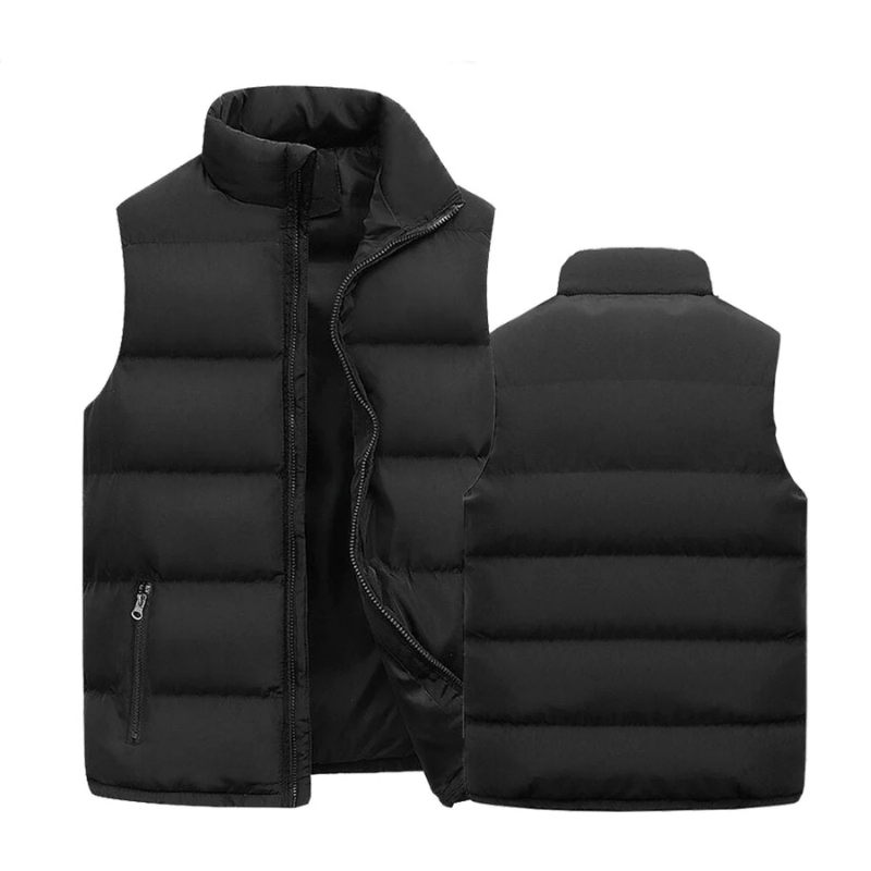 Heren Gewatteerd Vest in Donkerblauw, licht en veelzijdig, vooraanzicht toont elegant ontwerp voor comfort en stijl.