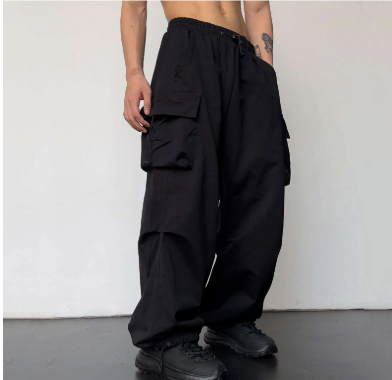 Heren Streetwear Baggy Broek, wijd model, met meerdere zakken, ideaal voor buitenactiviteiten, in stedelijke stijl.