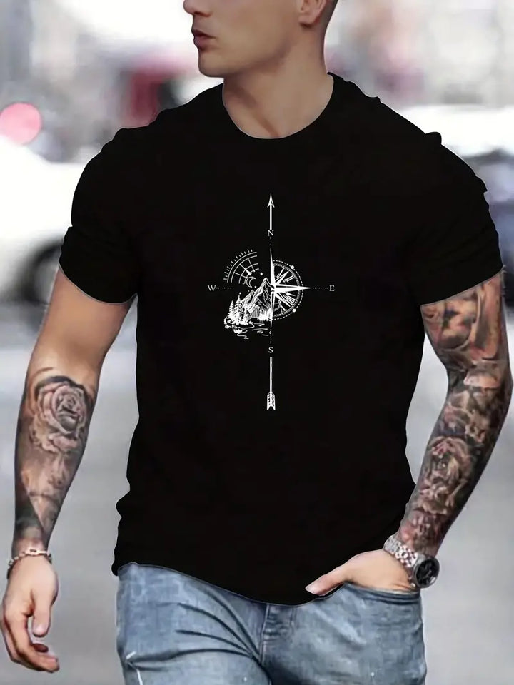Heren T-shirt met opdruk, elastisch, normale snit, casual stijl, ideaal voor diverse gelegenheden.