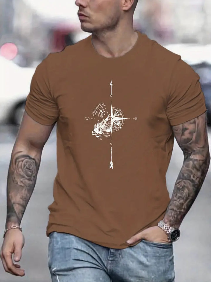 Heren T-shirt met opdruk, elastisch, normale snit, casual stijl, ideaal voor diverse gelegenheden.