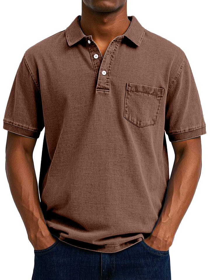 Heren vintage poloshirt in blauw, retro-stijl, met een casual pasvorm, ideaal voor een relaxte doch stijlvolle uitstraling.