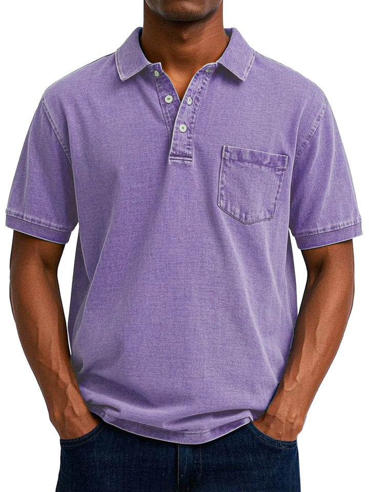 Heren vintage poloshirt in blauw, retro-stijl, met een casual pasvorm, ideaal voor een relaxte doch stijlvolle uitstraling.