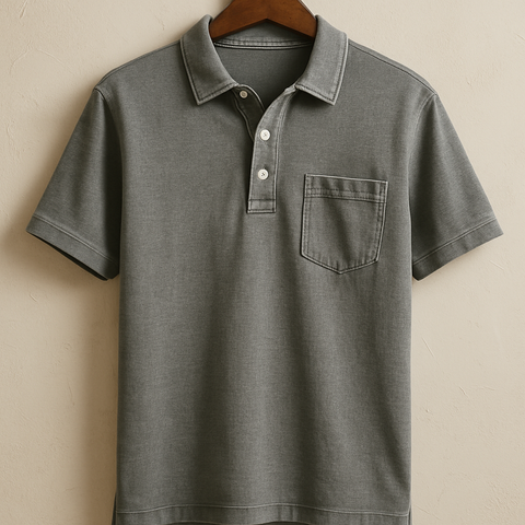 Heren vintage poloshirt in blauw, retro-stijl, met een casual pasvorm, ideaal voor een relaxte doch stijlvolle uitstraling.