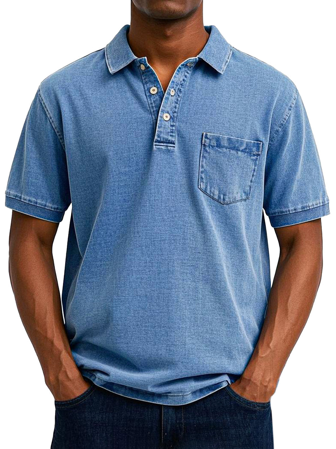 Heren vintage poloshirt in blauw, retro-stijl, met een casual pasvorm, ideaal voor een relaxte doch stijlvolle uitstraling.