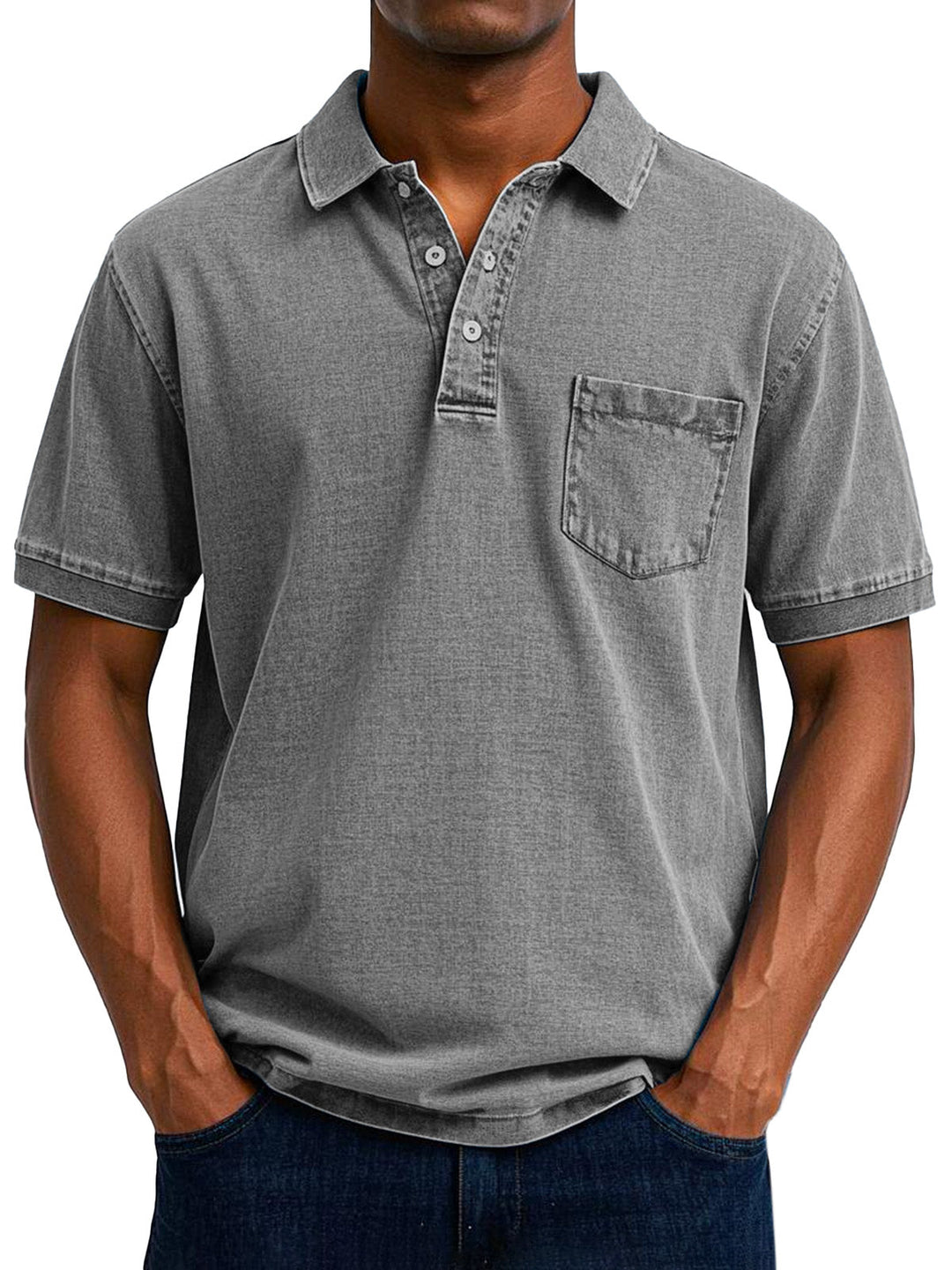 Heren vintage poloshirt in blauw, retro-stijl, met een casual pasvorm, ideaal voor een relaxte doch stijlvolle uitstraling.