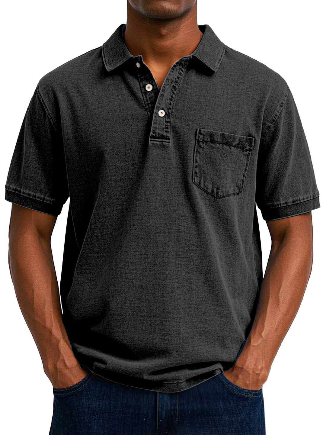 Heren vintage poloshirt in blauw, retro-stijl, met een casual pasvorm, ideaal voor een relaxte doch stijlvolle uitstraling.