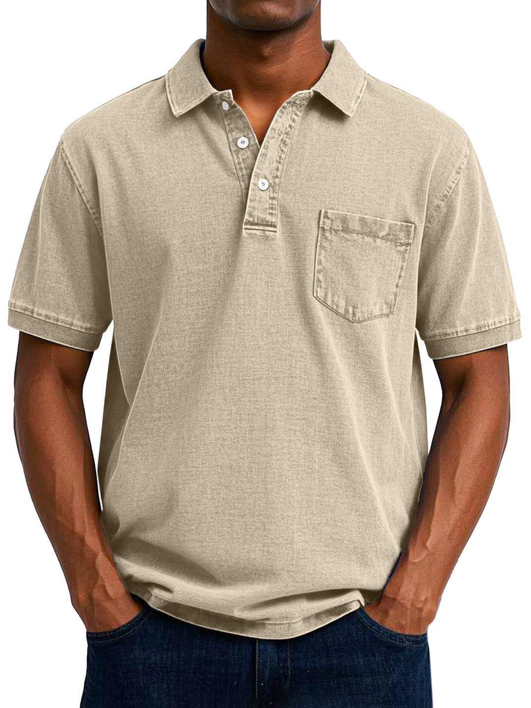 Heren vintage poloshirt in blauw, retro-stijl, met een casual pasvorm, ideaal voor een relaxte doch stijlvolle uitstraling.