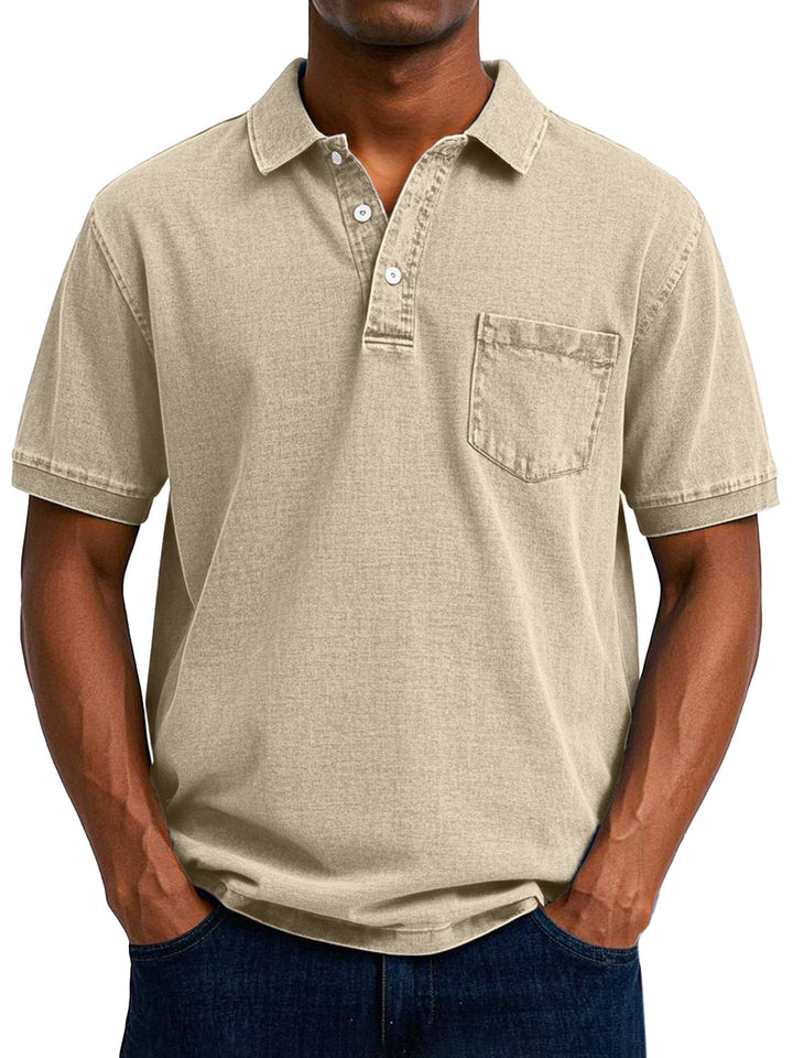 Heren vintage poloshirt in blauw, retro-stijl, met een casual pasvorm, ideaal voor een relaxte doch stijlvolle uitstraling.