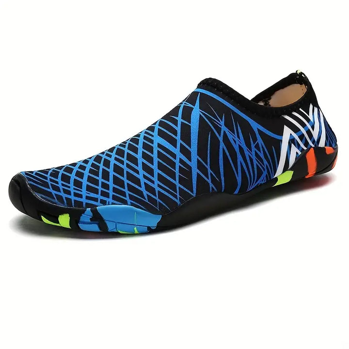 Heren waterschoenen met antislipzool, sneldrogend, blauw, ideaal voor strandactiviteiten en watersport.