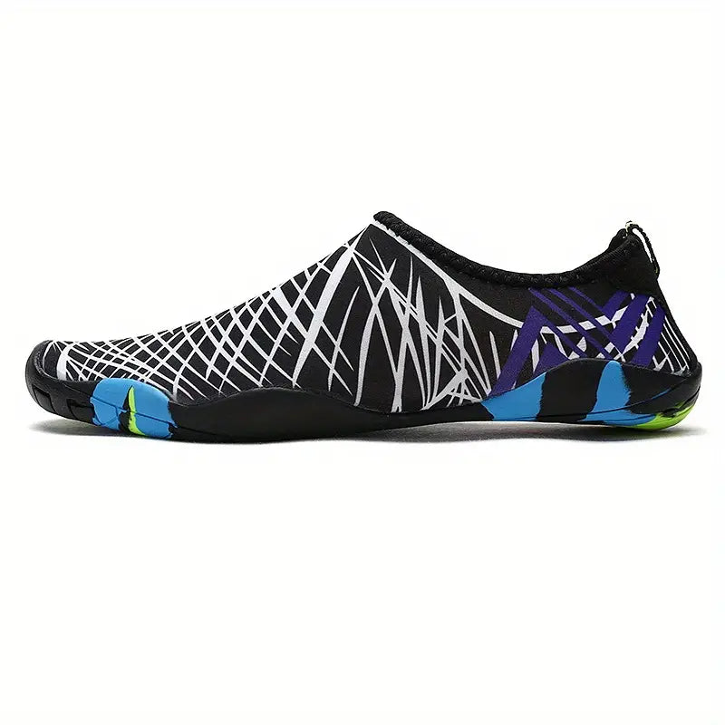 Heren waterschoenen met antislipzool, sneldrogend, blauw, ideaal voor strandactiviteiten en watersport.