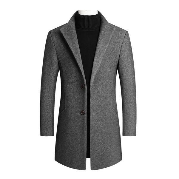 Heren double-breasted jas met reverskraag, lange mouwen en veelzijdige zakken. Elegant ontwerp voor zakelijk en vrije tijd.