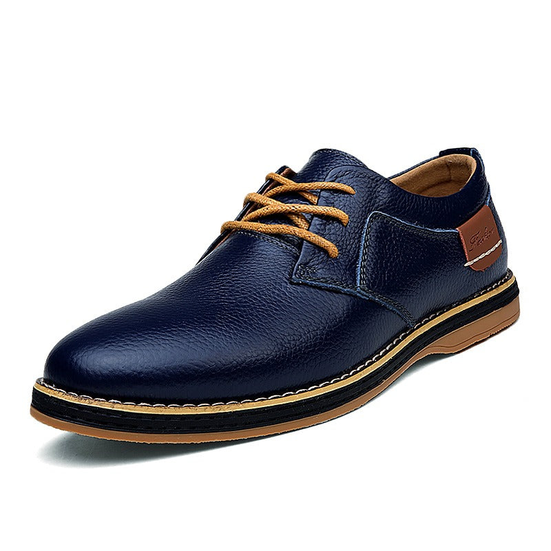 Herenleren Oxford schoenen in blauw, van hoogwaardig leer, met klassieke elegantie en een robuuste rubberen zool, ideaal voor elke gelegenheid.