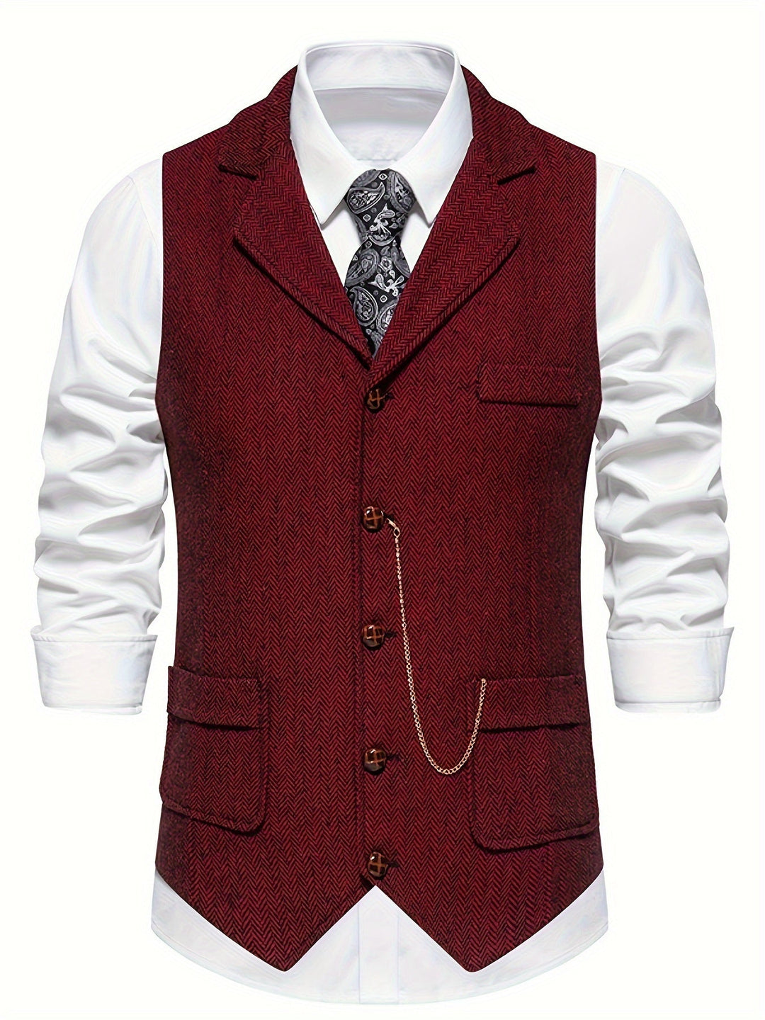 Heren gilet met visgraatpatroon voor elegante heren, slim fit, ideaal voor formele gelegenheden, tijdloze elegantie.