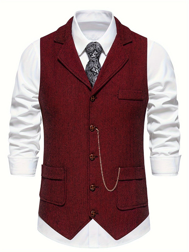 Heren gilet met visgraatpatroon voor elegante heren, slim fit, ideaal voor formele gelegenheden, tijdloze elegantie.