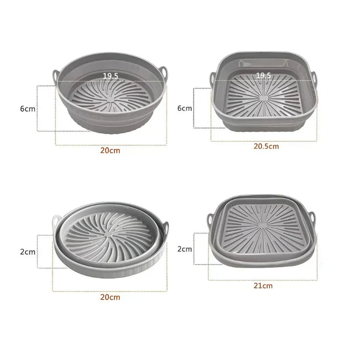 Hittebestendige siliconen inzet in grijs voor airfryer met antiaanbaklaag, ideaal voor vetarm frituren en eenvoudige reiniging