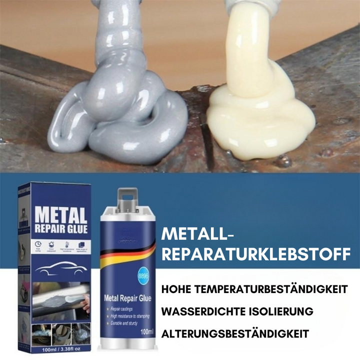 Krachtige metaallijm, extra sterk, voor reparaties aan metalen oppervlakken, grijze tube, tuin- en doe-het-zelfprojecten.