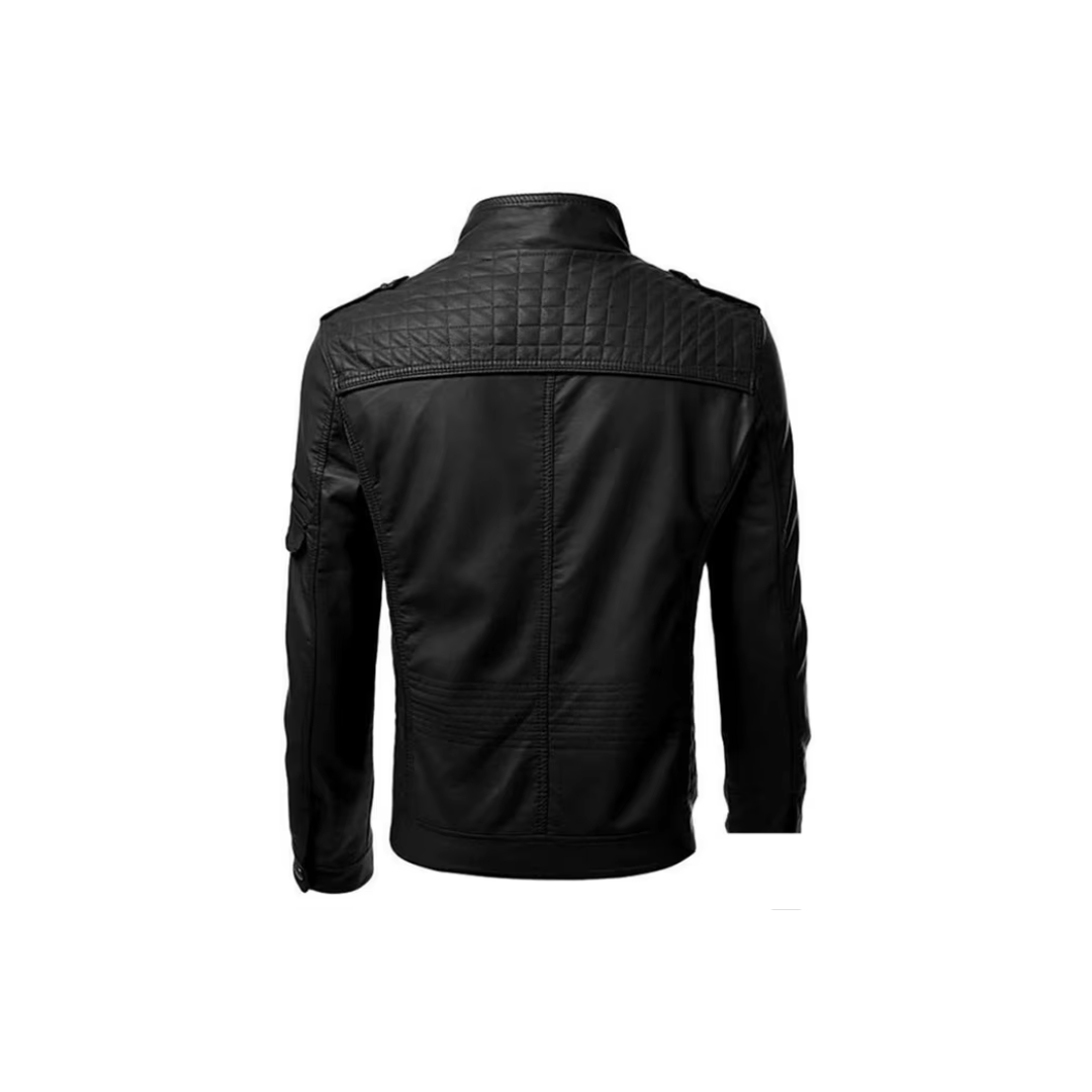 Heren leren jas met capuchon, waterafstotend, veelzijdig ontwerp voor een elegante look.