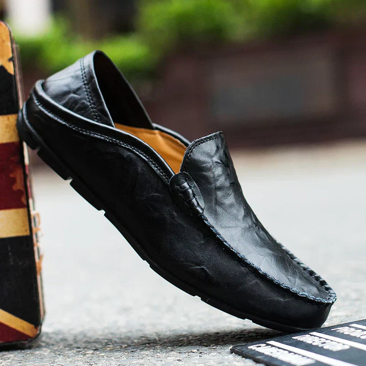 Hoogwaardige heren leren loafers in zwart, klassiek design, elegant, comfortabel, gemaakt van ademend, duurzaam materiaal